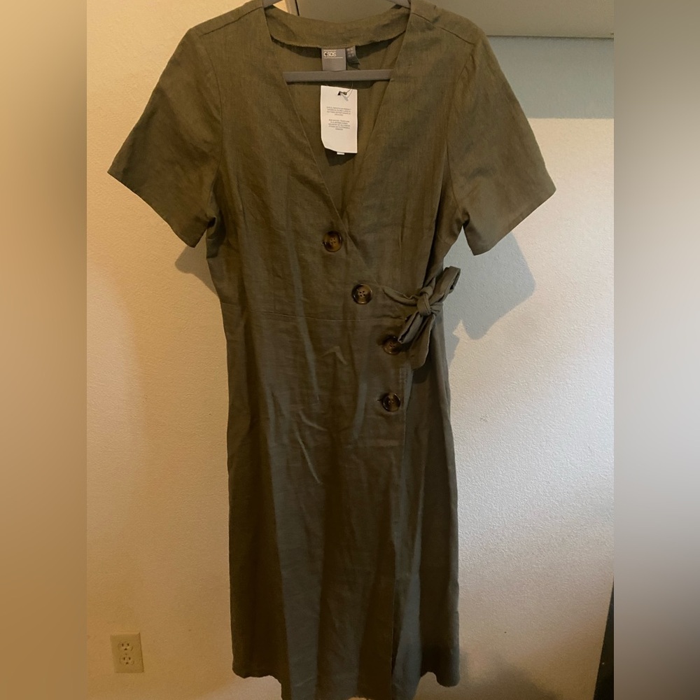 Linen ASOS button tie dress